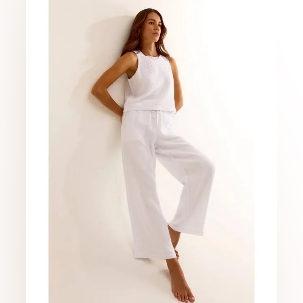 Z Supply White Wide Leg Bondi Gauze pants